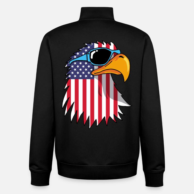 Aigle et drapeau américain - Sweat zippé unisexe en coton bio Stanley/Stella - noir