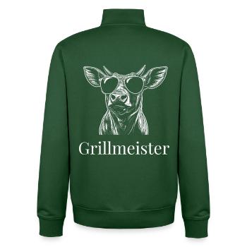 Grillmeister Motiv mit Kuh & Sonnenbrille - Unisex Organic Zip Sweatshirt von Stanley/Stella - Flaschengrün - Hinten - AI Model Male 185 dark (185cm)