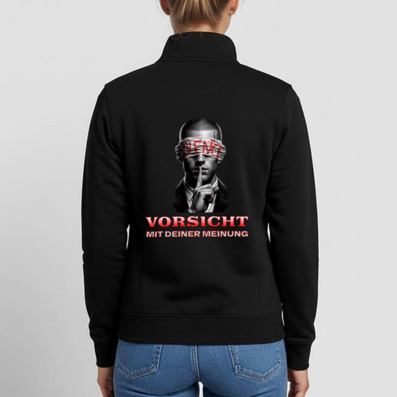 Beware, Subtle Message with a Blindfold Unisex Organic Zip Sweatshirt by Stanley/Stella