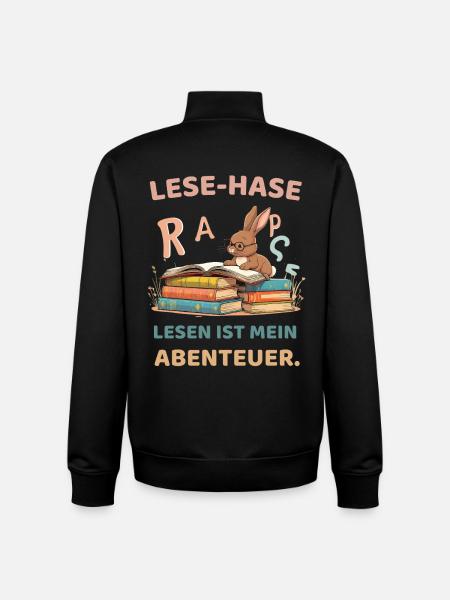 Lese-Hase mit Lernmotiven - Unisex Organic Zip Sweatshirt von Stanley/Stella - Schwarz