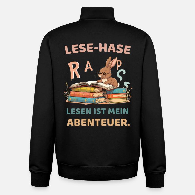 Lapin de lecture avec des motifs d’apprentissage - Sweat zippé unisexe en coton bio Stanley/Stella - noir
