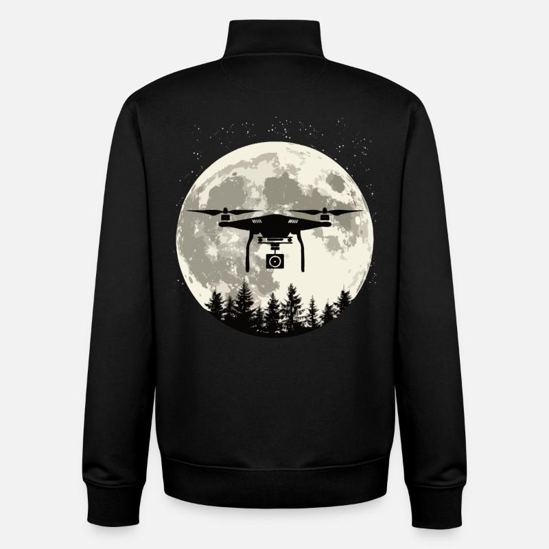 Drohne Vollmond - Unisex Organic Zip Sweatshirt von Stanley/Stella - Schwarz
