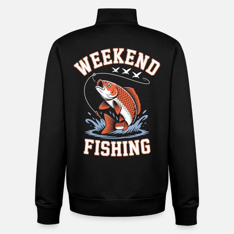 T-shirt « Week-end Fishing Splash » - Sweat zippé unisexe en coton bio Stanley/Stella - noir