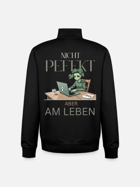 Perfectly alive – green, tired, real - Unisex Organic Zip Sweatshirt by Stanley/Stella - black