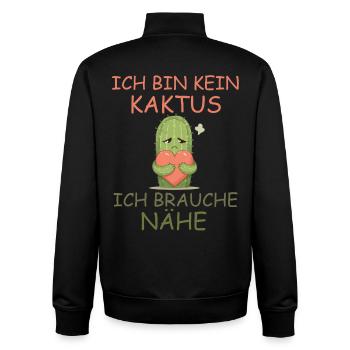 Kaktus mit Herz – Nähe statt Stacheln - Unisex Organic Zip Sweatshirt von Stanley/Stella - Schwarz - Hinten - AI Model Male 185 light (185cm)