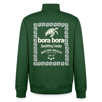 Logo Bora Bora Centre Plongée - Sweat zippé unisexe en coton bio Stanley/Stella - vert bouteille - Dos - AI Model Male 185 dark (185cm)