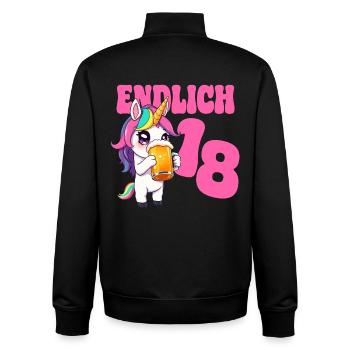 Bière Licorne Enfin 18 Bière Fête d’anniversaire - Sweat zippé unisexe en coton bio Stanley/Stella - noir - Dos - AI Model Male 185 light (185cm)