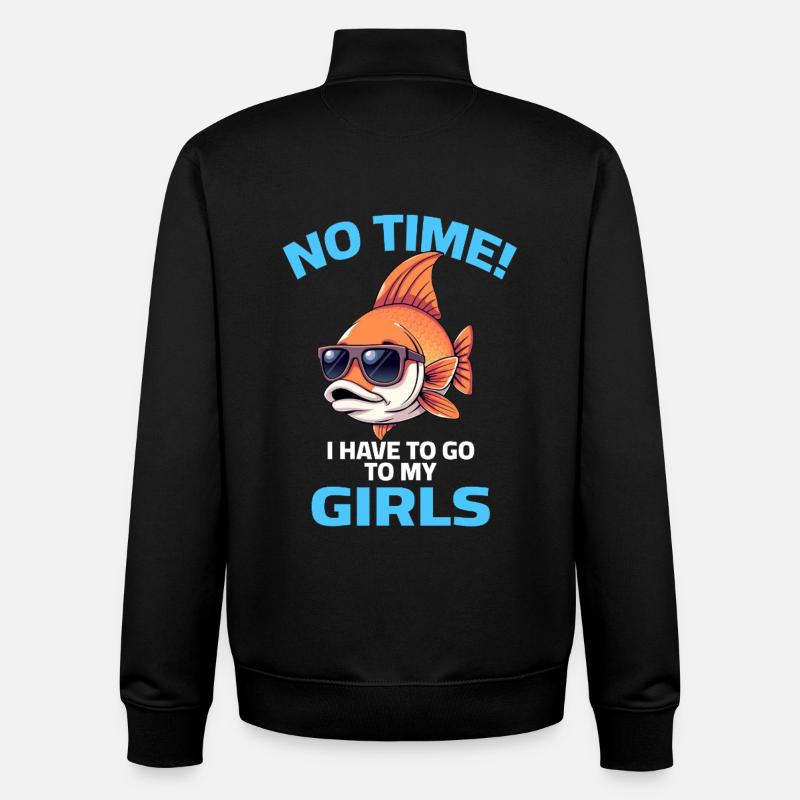 poisson cool disant pêcheur Verseau filles - Sweat zippé unisexe en coton bio Stanley/Stella - noir