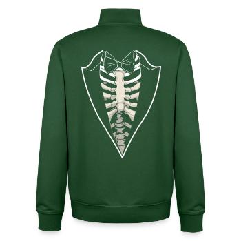 Skeleton Suit Tuxedo - Unisex Organic Zip Sweatshirt by Stanley/Stella - bottle green - Back - AI Model Male 185 dark (185cm)
