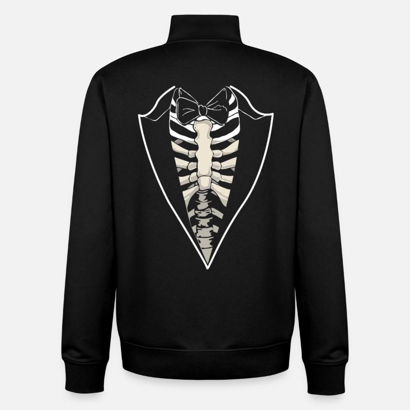 Costume Squelette Tuxedo - Sweat zippé unisexe en coton bio Stanley/Stella - noir