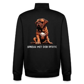 Sprich mit der Pfote Bordeaux Dogge Bordeauxs  - Unisex Organic Zip Sweatshirt von Stanley/Stella - Schwarz - Hinten - AI Model Male 185 light (185cm)