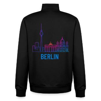 Berliner Neon-Skyline Druck - Unisex Organic Zip Sweatshirt von Stanley/Stella - Schwarz - Hinten - AI Model Male 185 light (185cm)