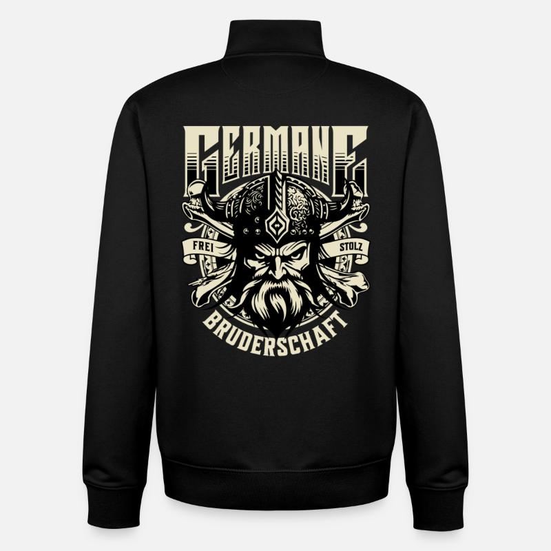 Fraternité nordique Germane - Sweat zippé unisexe en coton bio Stanley/Stella - noir