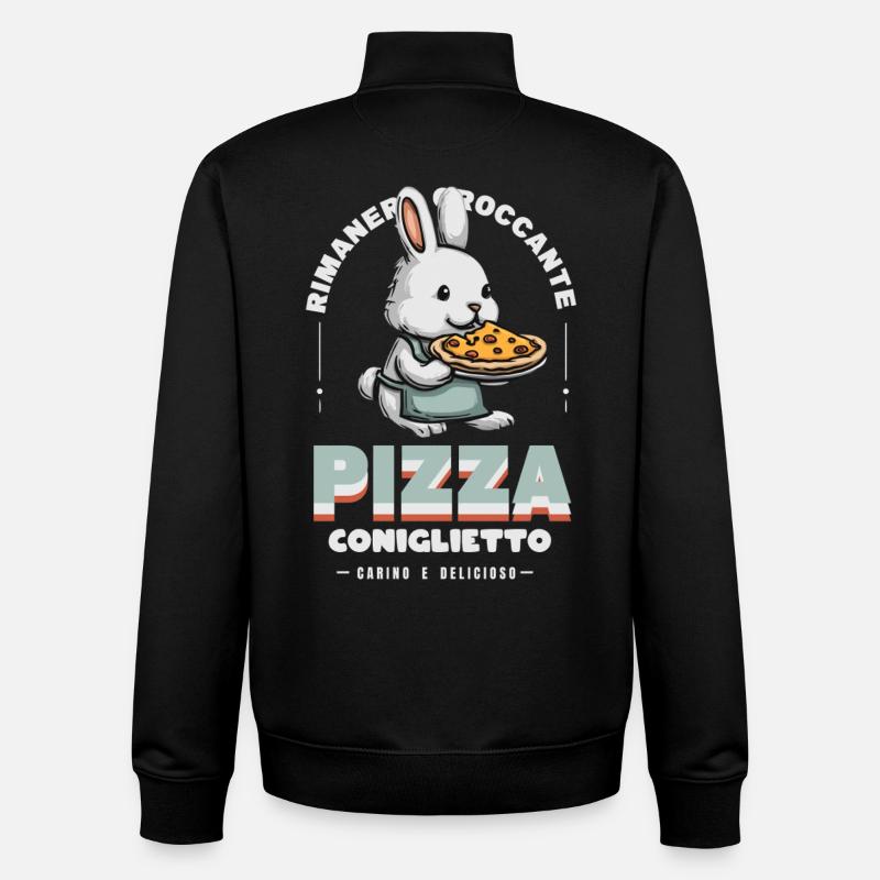 Pizza lapin - Sweat zippé unisexe en coton bio Stanley/Stella - noir