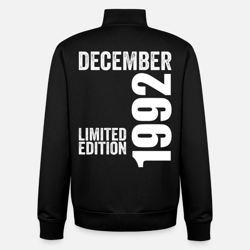 Retro Birthday Gift - December 1992 - Unisex Organic Zip Sweatshirt by Stanley/Stella - black