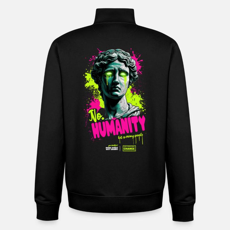 pas d’humanité - Sweat zippé unisexe en coton bio Stanley/Stella - noir