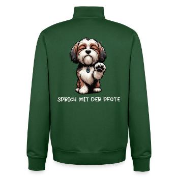 Parle à la pauvre propriétaire havanaise - Sweat zippé unisexe en coton bio Stanley/Stella - vert bouteille - Dos - AI Model Male 185 dark (185cm)