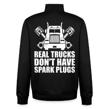 Funny Trucks Diesel Mechanic Trucker - Unisex Organic Zip Sweatshirt by Stanley/Stella - black - Back - AI Model Male 185 light (185cm)