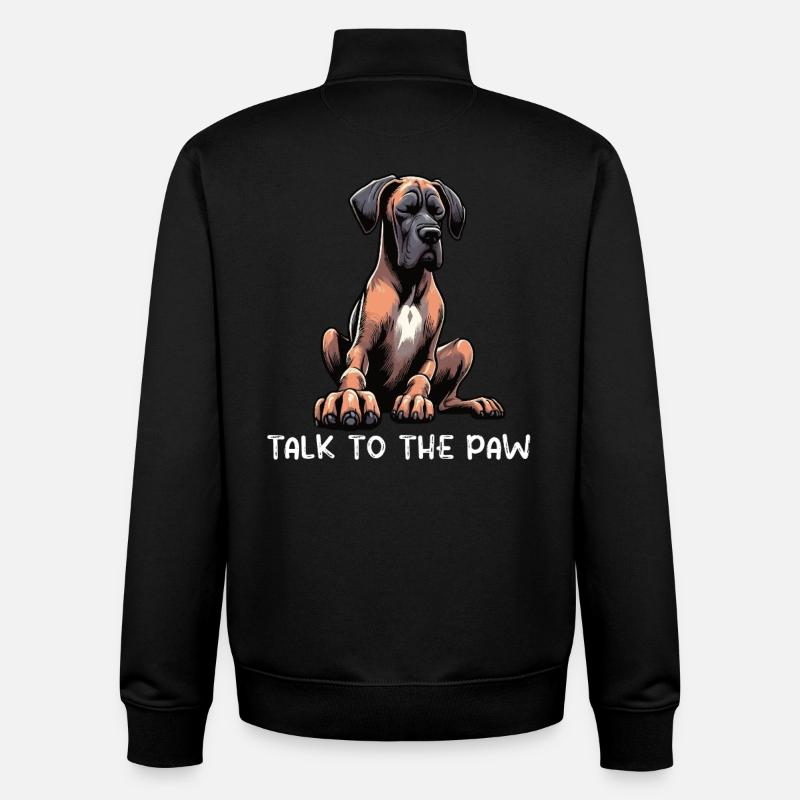 Parle au Paw Great Dane - Sweat zippé unisexe en coton bio Stanley/Stella - noir