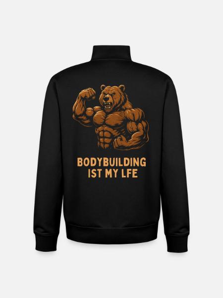 Bodybuilding Is My Life – Bear - Unisex Organic Zip Sweatshirt by Stanley/Stella - black