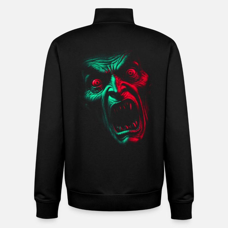 Split Face Horror GrünRot - Unisex Organic Zip Sweatshirt von Stanley/Stella - Schwarz