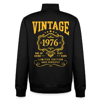 Vintage 1976 Birth Year Retro Gift - Unisex Organic Zip Sweatshirt by Stanley/Stella - black - Back - AI Model Male 185 light (185cm)