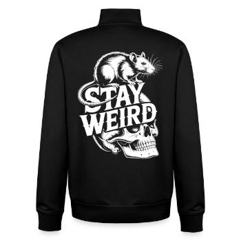 Reste un rat bizarre sur le crâne - Sweat zippé unisexe en coton bio Stanley/Stella - noir - Dos - AI Model Male 185 light (185cm)