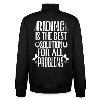 Horse riding is the best solution to all problems. - Unisex Organic Zip Sweatshirt by Stanley/Stella - black - Back - AI Model Male 185 light (185cm)
