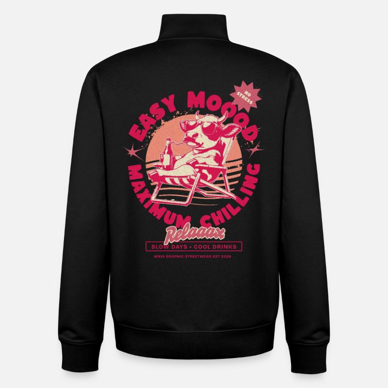 Vache détendue en mode détendu - Sweat zippé unisexe en coton bio Stanley/Stella - noir