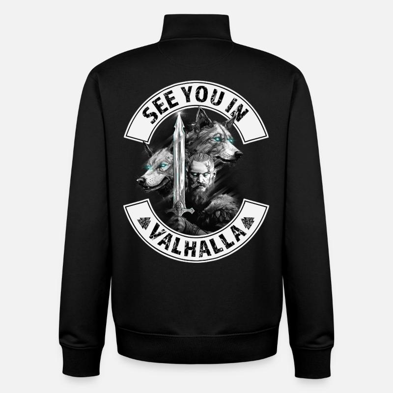 See you in Valhalla - Unisex Organic Zip Sweatshirt by Stanley/Stella - black