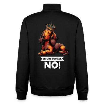Before You Ask Langhaardackel Dackel Teckel Tekkel - Unisex Organic Zip Sweatshirt von Stanley/Stella - Schwarz - Hinten - AI Model Male 185 light (185cm)