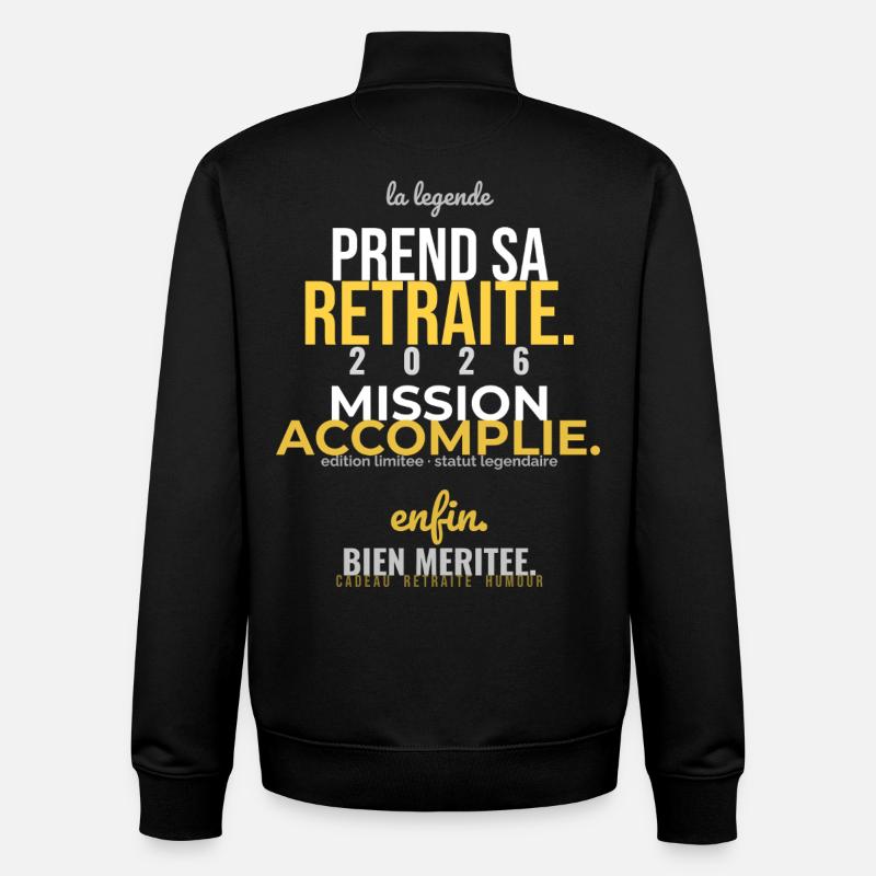 Retraite Accomplie - Sweat zippé unisexe en coton bio Stanley/Stella - noir