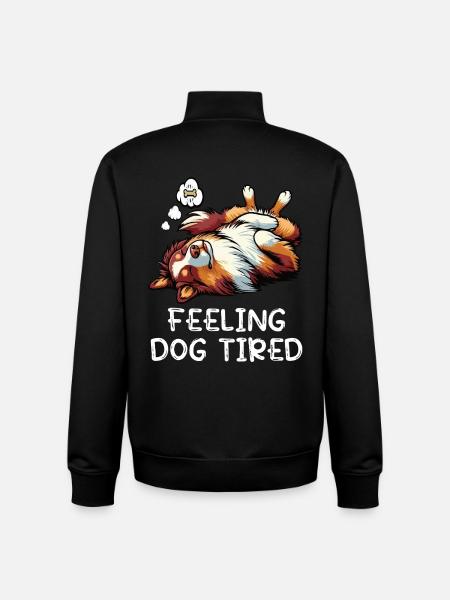 Feeling Dog Tired Australian Shepherd Aussiehalter - Unisex Organic Zip Sweatshirt by Stanley/Stella - black