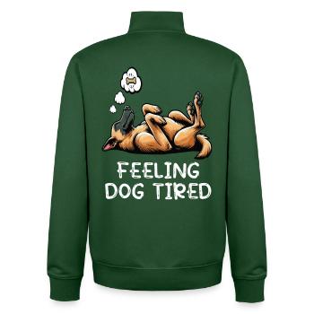 Feeling Dog Tired Malinois Belgischer Schäferhund  - Unisex Organic Zip Sweatshirt von Stanley/Stella - Flaschengrün - Hinten - AI Model Male 185 dark (185cm)