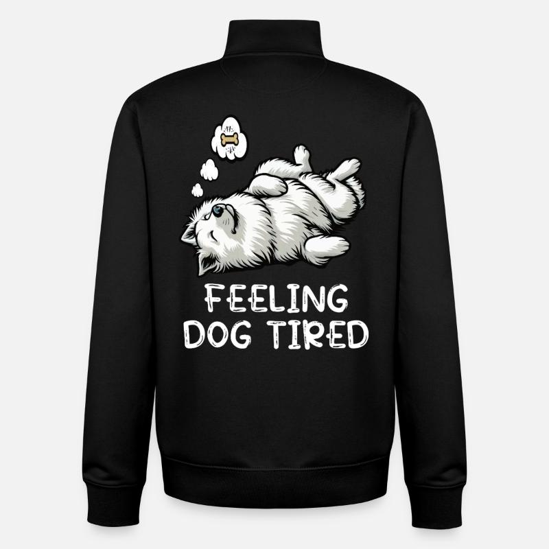 Chien blanc épuisé - Sweat zippé unisexe en coton bio Stanley/Stella - noir