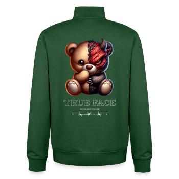 Doppelgesicht Bär: süß trifft Dämonisch - Unisex Organic Zip Sweatshirt von Stanley/Stella - Flaschengrün - Hinten - AI Model Male 185 dark (185cm)