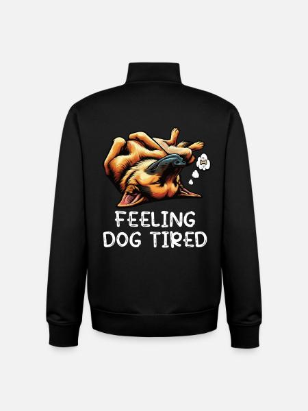 Feeling Dog Tired German Shepherd - Unisex Organic Zip Sweatshirt by Stanley/Stella - black