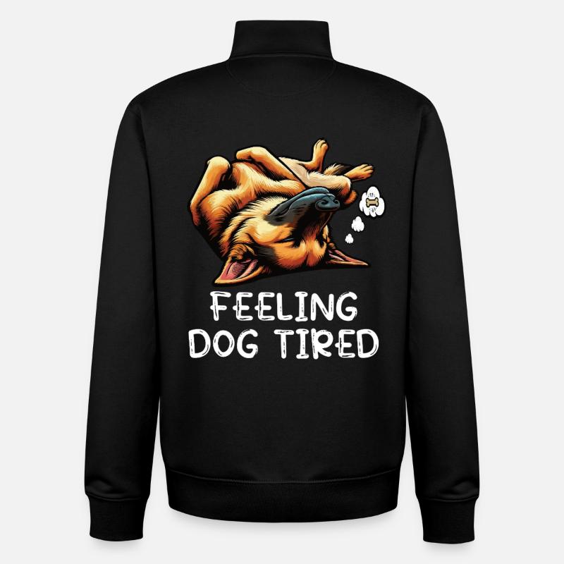 Feeling Dog Tired German Shepherd - Unisex Organic Zip Sweatshirt by Stanley/Stella - black