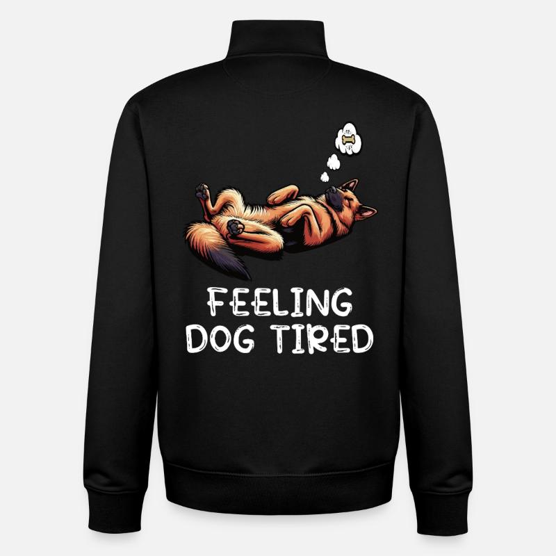 Feeling Dog Tired German Shepherd - Unisex Organic Zip Sweatshirt by Stanley/Stella - black