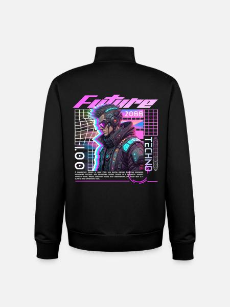 Neon Cyberpunk Cyclist - Unisex Organic Zip Sweatshirt by Stanley/Stella - black