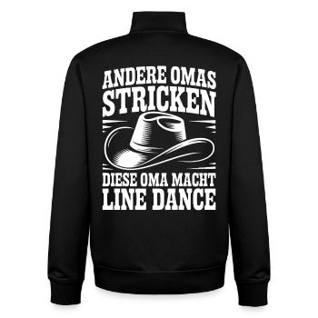 Line Dance Oma mit Cowboyhut - Unisex Organic Zip Sweatshirt von Stanley/Stella - Schwarz - Hinten - AI Model Male 185 light (185cm)
