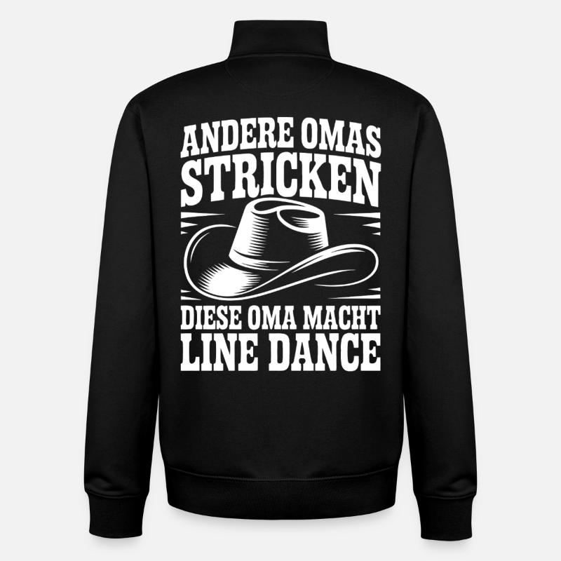 Line Dance Oma mit Cowboyhut - Unisex Organic Zip Sweatshirt von Stanley/Stella - Schwarz