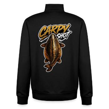 Carpyshot Golden Carp – Design de pêche premium - Sweat zippé unisexe en coton bio Stanley/Stella - noir - Dos - AI Model Male 185 light (185cm)