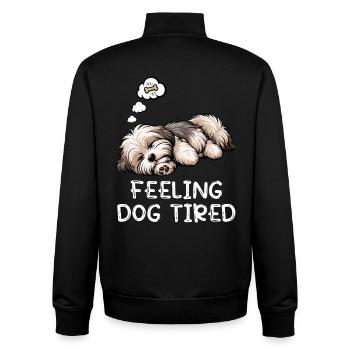 Se sentir fatigués par le chien Amoureux havanais havanais - Sweat zippé unisexe en coton bio Stanley/Stella - noir - Dos - AI Model Male 185 light (185cm)