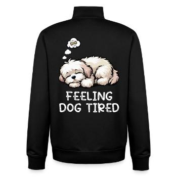 Se sentir fatigués par le chien Amoureux havanais havanais - Sweat zippé unisexe en coton bio Stanley/Stella - noir - Dos - AI Model Male 185 light (185cm)