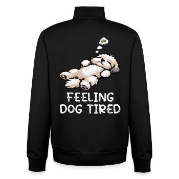 Se sentir fatigués par le chien Amoureux havanais havanais - Sweat zippé unisexe en coton bio Stanley/Stella - noir - Dos - AI Model Male 185 light (185cm)