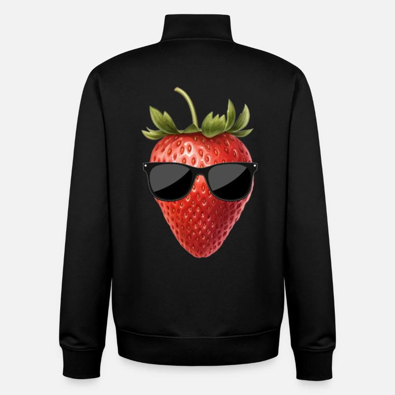Erdbeere mit Sonnenbrille - Unisex Organic Zip Sweatshirt von Stanley/Stella - Schwarz