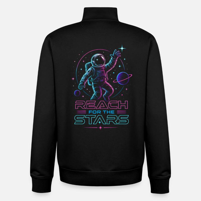 Astronaute « Atteindre les étoiles » | Espace - Sweat zippé unisexe en coton bio Stanley/Stella - noir