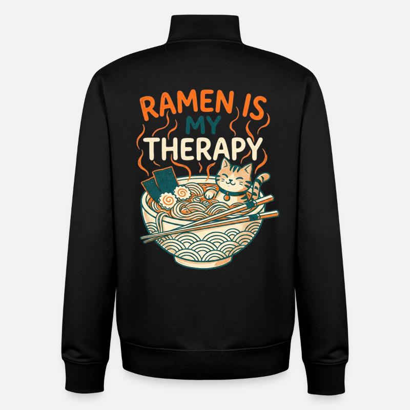 Ramen Therapy Cat - Unisex Organic Zip Sweatshirt von Stanley/Stella - Schwarz