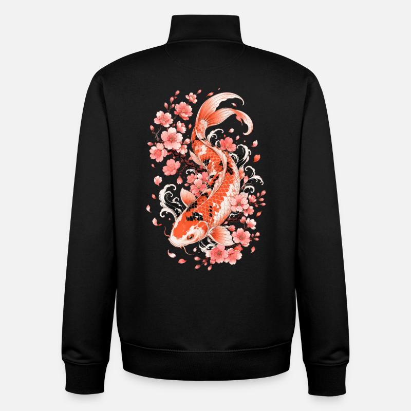Koi Sakura Flow - Unisex Organic Zip Sweatshirt by Stanley/Stella - black